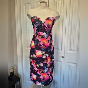 Strapless Floral Sheath Dress